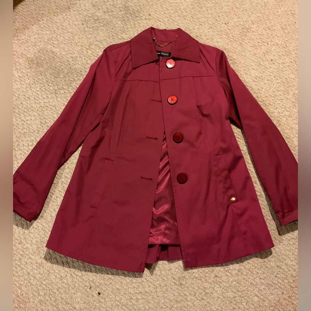 Ellen Tracy Women's Burgundy Trench Coat - Picture 5 of 5